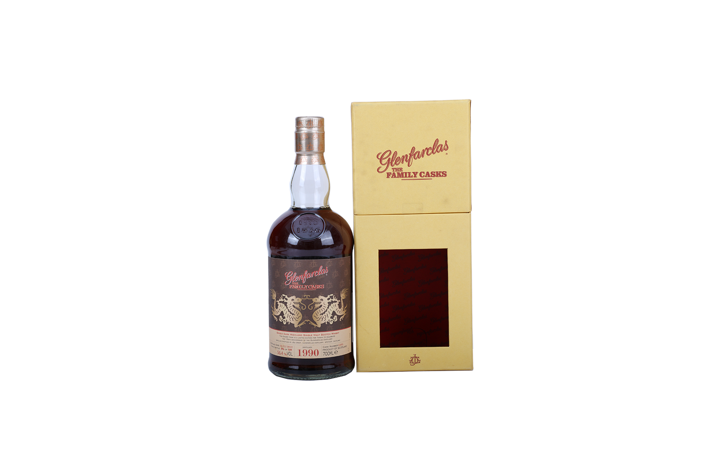 GLENFARCLAS THE FAMILY CASK 1990 56.4%ALC., OB 13/11/2012, SHERRY CASK, CASK NO. 5105, 1/589, 176TH ANNIVERSARY BROWN DRAGON LABE  1990 700ml OC(1)