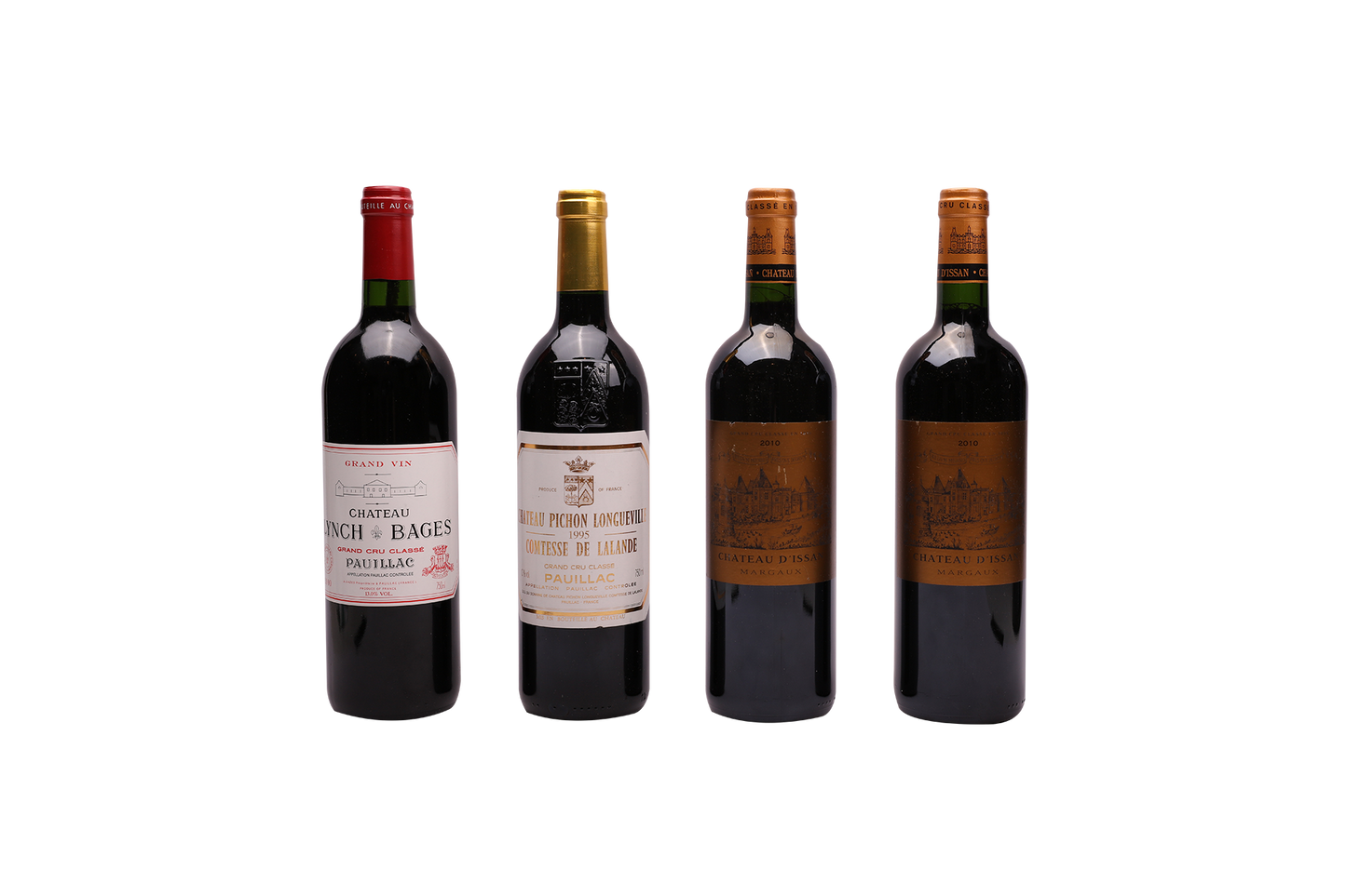 (BORDEAUX) CHATEAU D'ISSAN 2010 (2), CHATEAU PICHON LALANDE 1995, CHATEAU LYNCH BAGES 2000 MV 750ml LB(4)